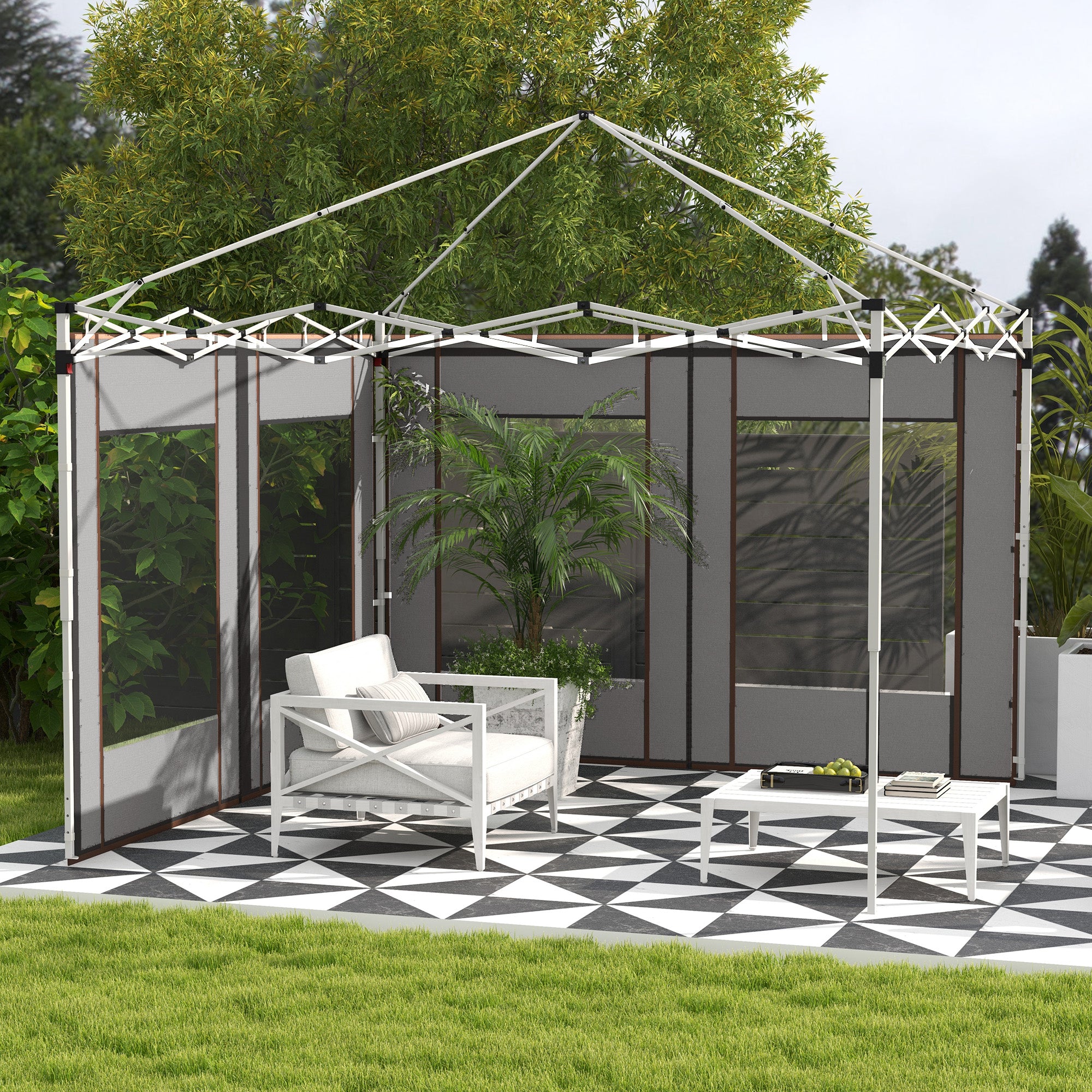 Outsunny Set of Two 295cm Replacement Canopy Walls - Grey