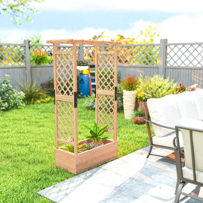 Outsunny Fir Wood 110 x 44 cm Planter and Trellis Garden Bed 