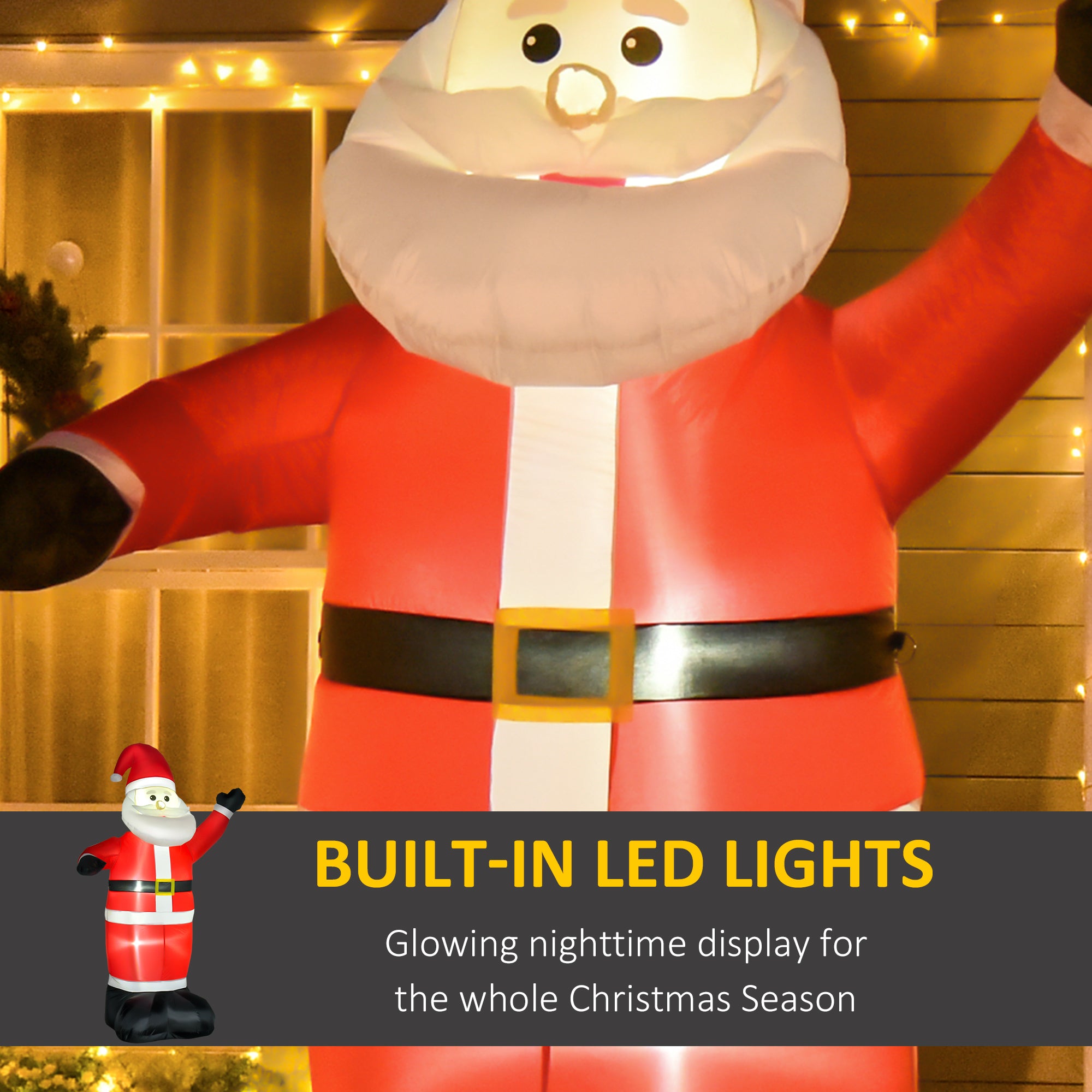 HOMCOM 8ft Inflatable Christmas Santa Claus Xmas Decoration with LED Holiday Air Blown Yard Outdoor Décor 