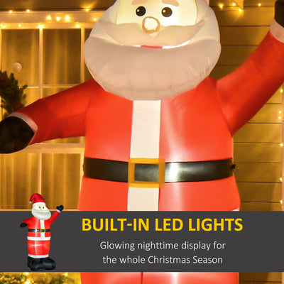 HOMCOM 8ft Inflatable Christmas Santa Claus Xmas Decoration with LED Holiday Air Blown Yard Outdoor Décor 