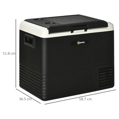 Outsunny 50L Car Refrigerator, Portable Compressor Car Fridge Freezer, Electric Cooler Box with 12/24V DC and 110-240V AC for Camping, Driving, Picnic, Down to -20\'e2\'84\'83 