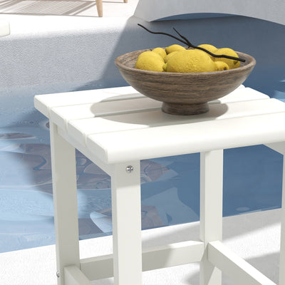 Outsunny Square Coffee Table, HDPE Tabletop and Frame for Porch, Garden, Side Table, 38 x 38 x 46 cm, White 