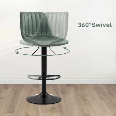 HOMCOM Set of Two Retro Tub Bar Stools - Green 