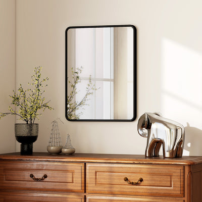 HOMCOM Rectangular Wall Mirror with HD Glass - Black 