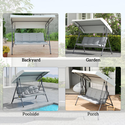 Outsunny Three-Seater Garden Swing Seat - Light Grey 