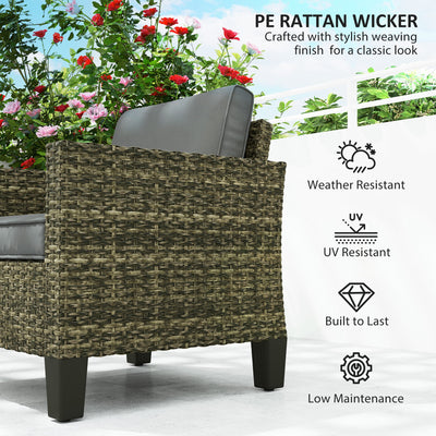 Outsunny Single Rattan Armchair, with Cushions - Mixed Grey 