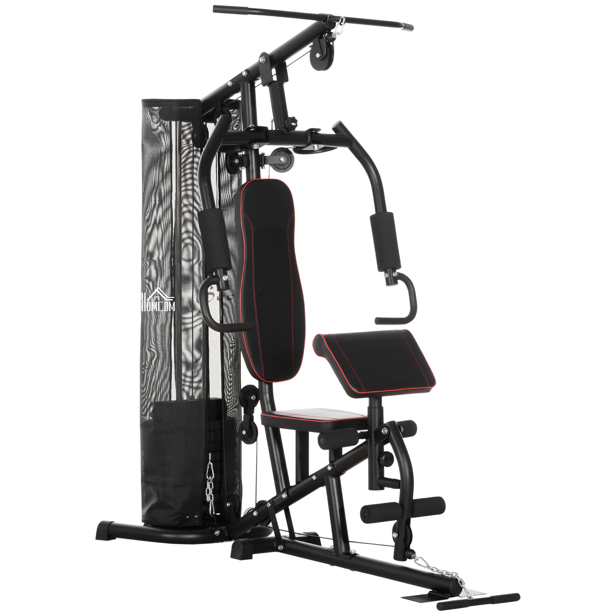 HOMCOM Multi-Functional Home Gym Workout Station, 45Kg Weight Stack Multi Gym Fitness Equipment for Full Body Fitness 