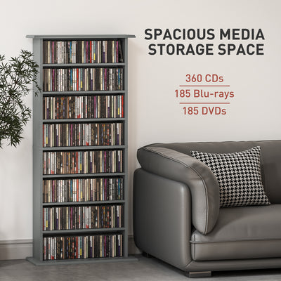 HOMCOM 360 CD/185 DVD/185 Blu-ray Storage Unit - Grey 