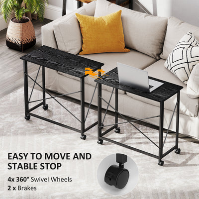 HOMCOM 80 cm Folding Desk on Wheels - Black 