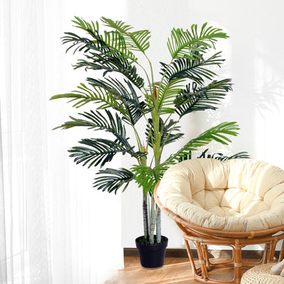 Outsunny Artificial Tree, 150cm Tropical Palm Tree, Fake Plants in Pots, Faux Green Plant for Indoor Outdoor Home Office Living Room Decoration 