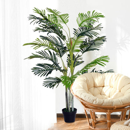 Outsunny Artificial Tree, 150cm Tropical Palm Tree, Fake Plants in Pots, Faux Green Plant for Indoor Outdoor Home Office Living Room Decoration 