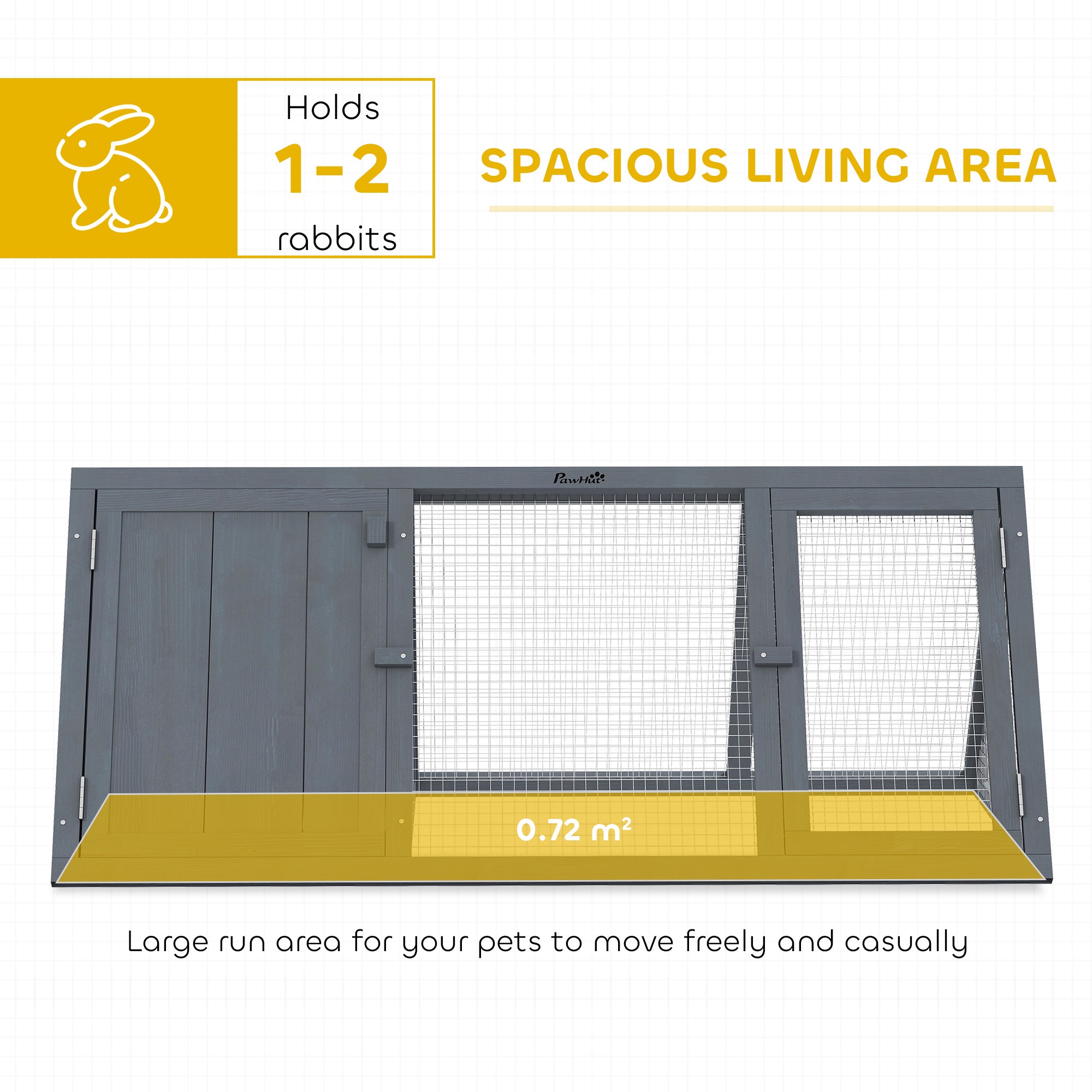PawHut Rabbit Hutch, Wooden Guinea Pig Hutch with Run and Doors, Outdoor Triangle Bunny House for Rabbits,Duck and Chicken 