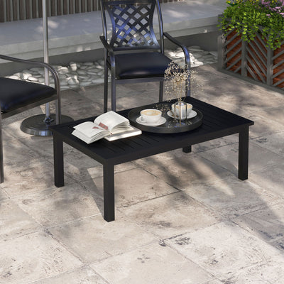 Outsunny 100cm x 60cm Aluminium Outdoor Coffee Table - Black 