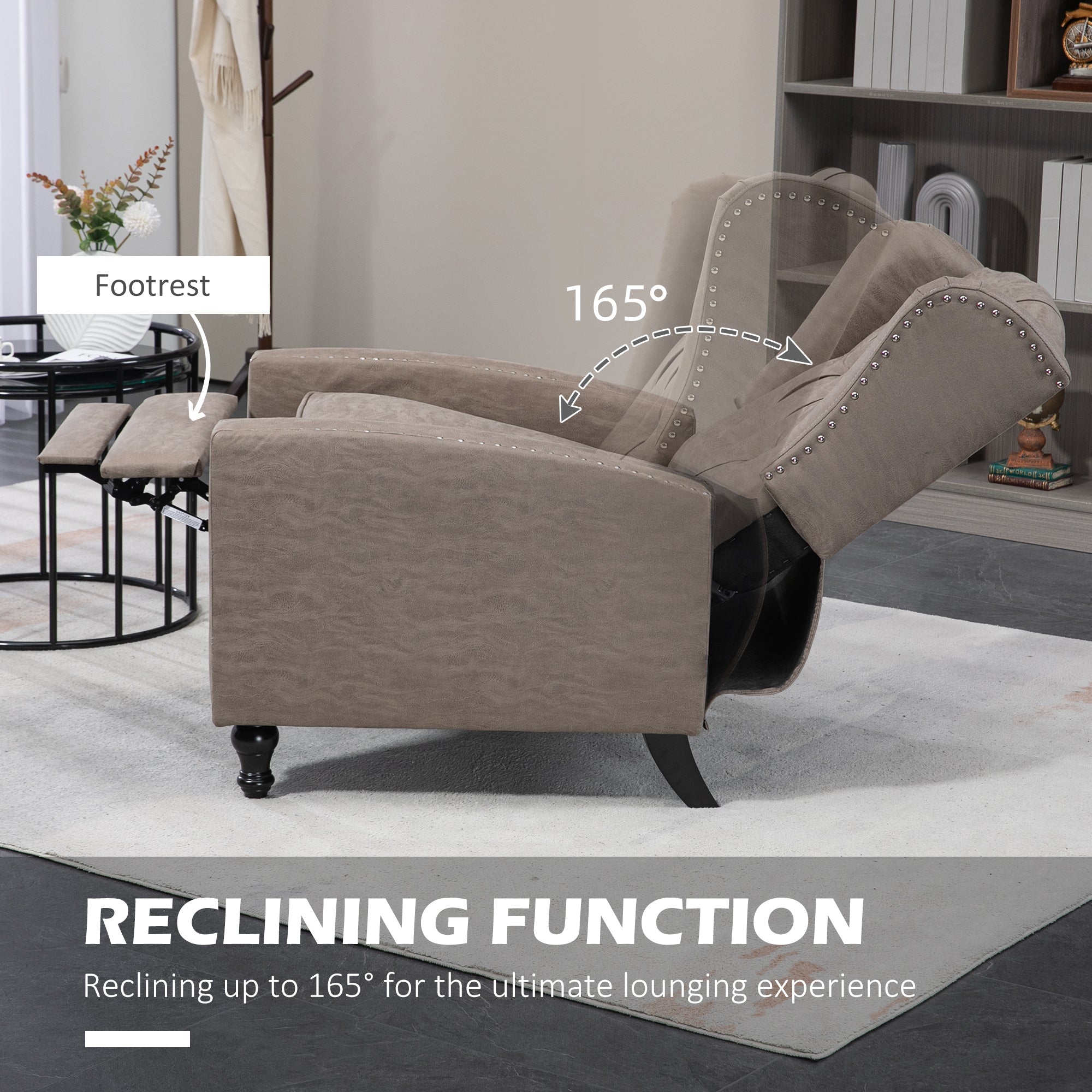 HOMCOM Chesterfield-Style Reclining Armchair - Brown 