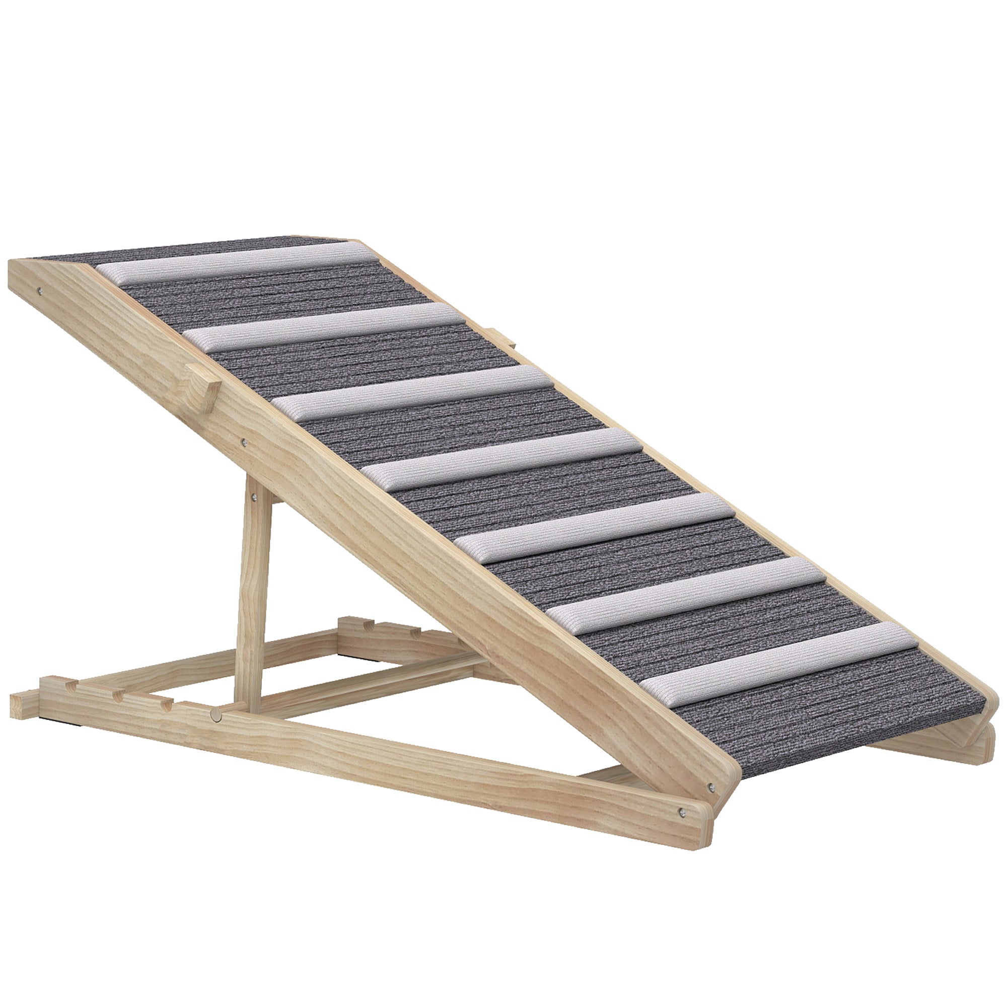 PawHut Dog Ramp for Couch, Adjustable Folding Pet Ramp, 4 Adjustable Height Dog Climbing Ladder, 35/43/47/50 cm Height 