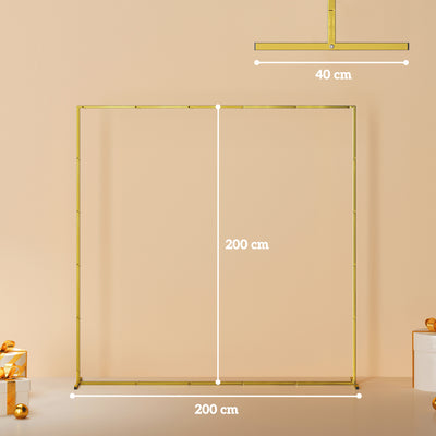 Outsunny Wedding Arch Backdrop Stand, Square Metal Arch Frame with U-shaped Stakes, Gold Wedding Arch, 6.6 FT 