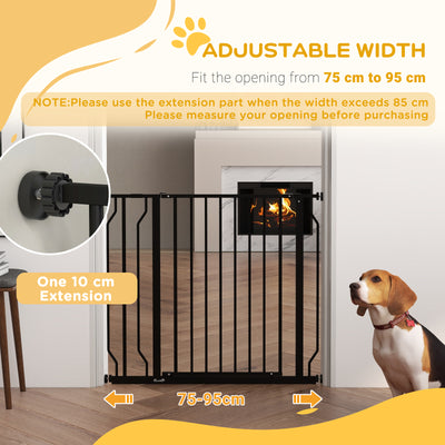 PawHut Wide Dog Safety Gate, with Door Pressure, for Doorways, Hallways, Staircases - Black 
