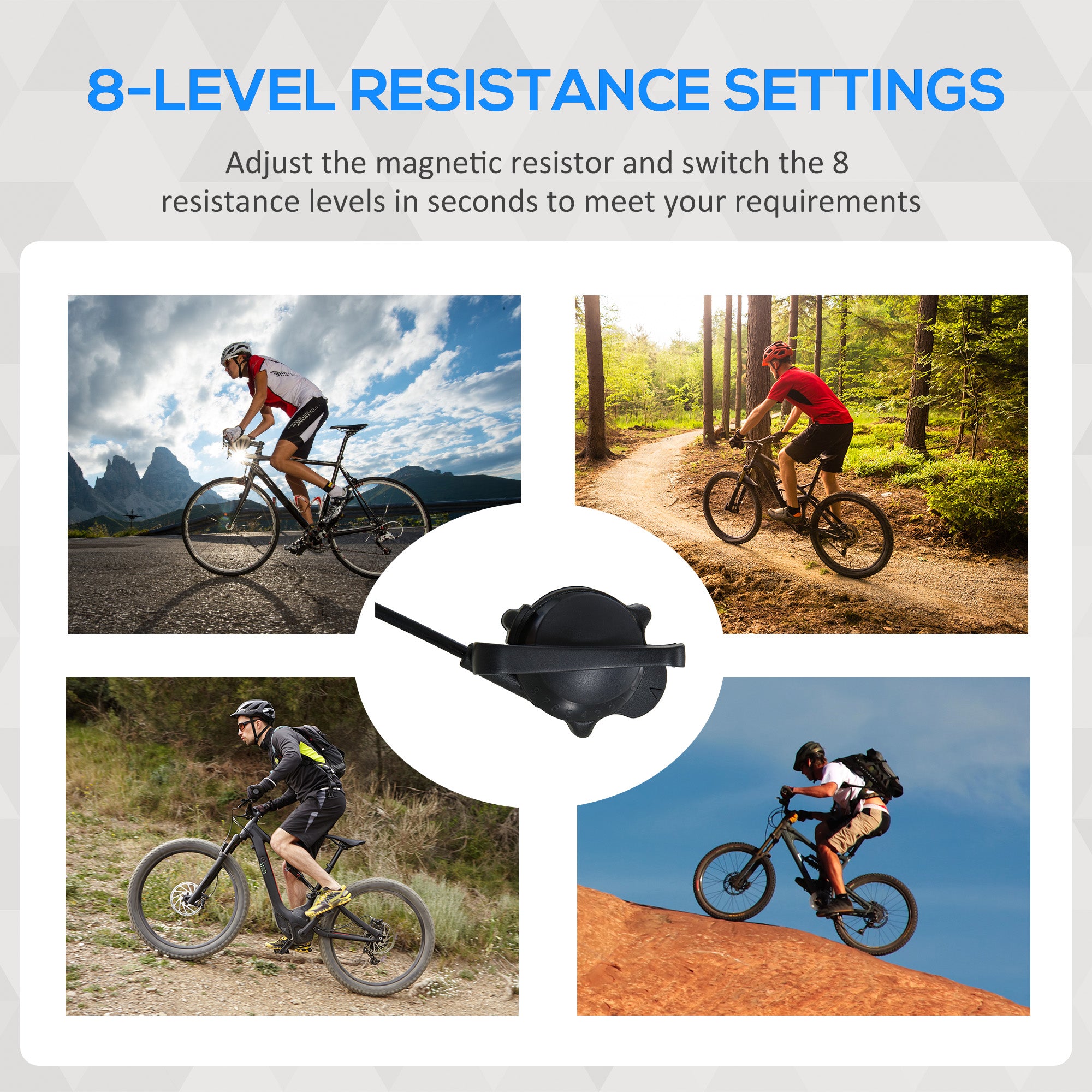 HOMCOM Indoor Bike Trainer, Foldable Turbo Trainer Bike Stand with 8 Level Magnetic Resistance, for 650C, 700C or 26"-29" Wheels 