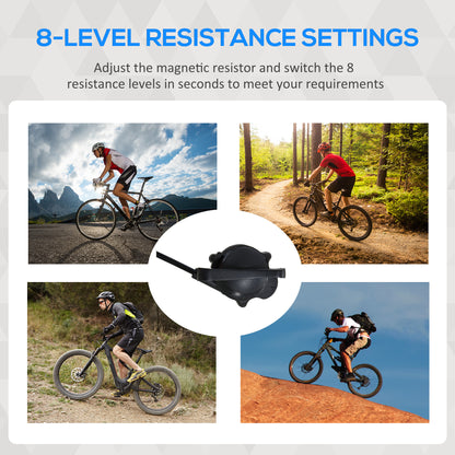 HOMCOM Indoor Bike Trainer, Foldable Turbo Trainer Bike Stand with 8 Level Magnetic Resistance, for 650C, 700C or 26"-29" Wheels 