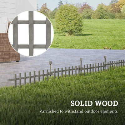 Outsunny 4PCs Wooden Garden Fencing Landscape Edging, Grey 