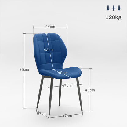HOMCOM Set of Four Velvet Relaxed Tub Dining Chairs - Dark Blue 