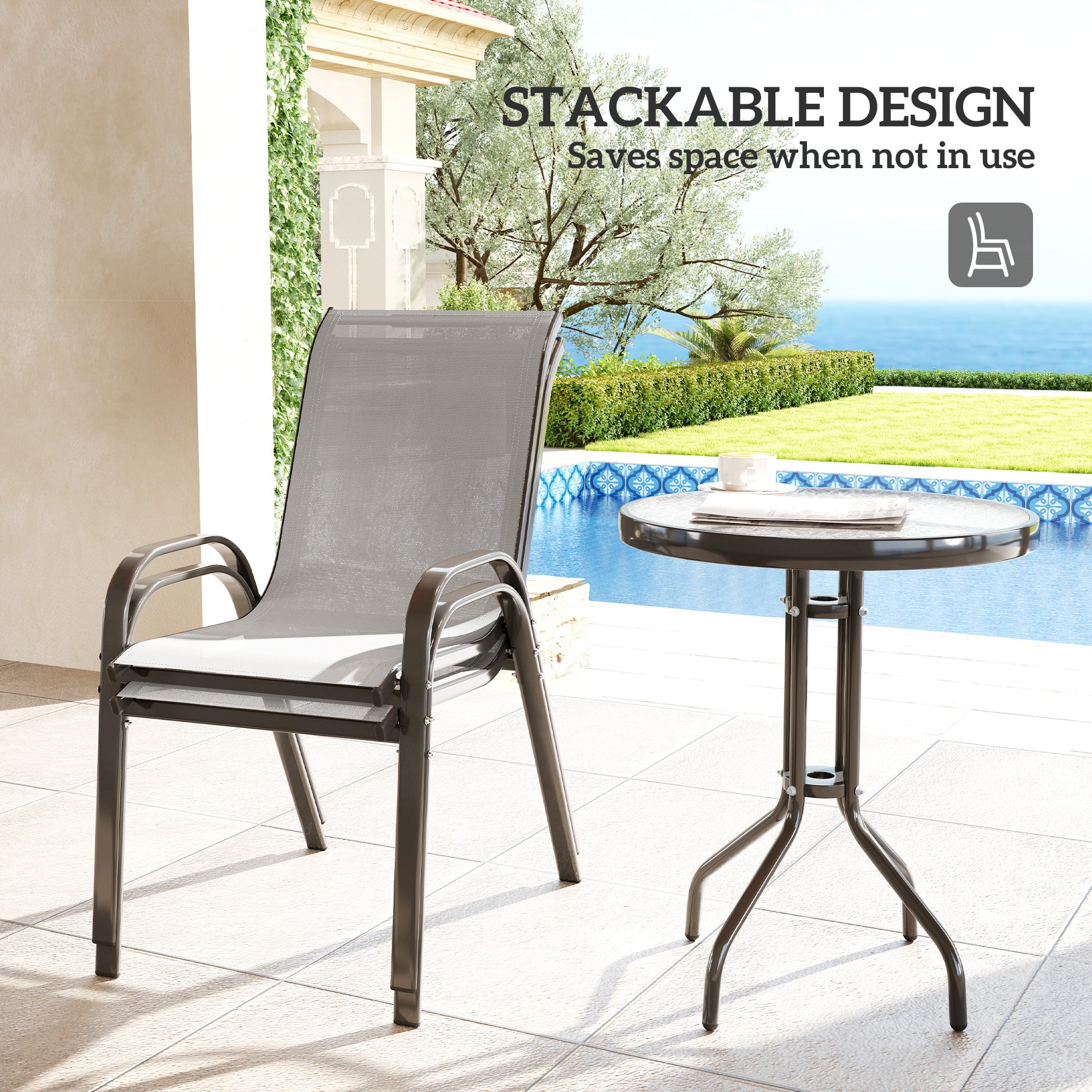 Outsunny Three-Piece Outdoor Garden Set - Light Grey 