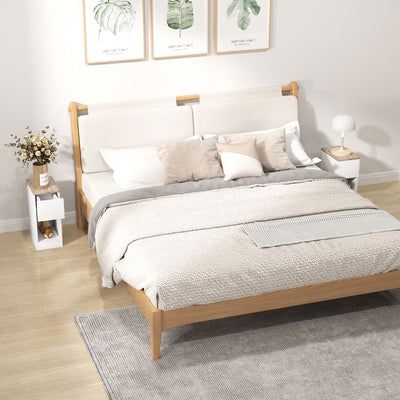 HOMCOM Set of Two Modern Storage Bedside Tables - White 