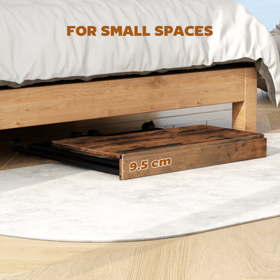 HOMCOM Folding Small Desk on Wheels - Rustic Brown 