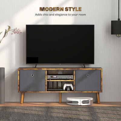 HOMCOM TV Cabinet Stand Unit for TVs up to 50'' with Foldable Drawers, Entertainment Centre for Living Room Rustic Brown 