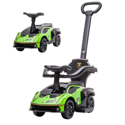 AIYAPLAY Kids 2-In-1 Lamborghini Ride-On and Stroller, with Horn - Green 
