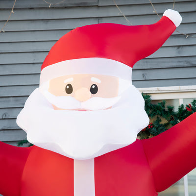 Outsunny 8ft Inflatable Christmas Santa Claus Holds Light Sign of Blessings, Blow-Up Outdoor LED Yard Display for Lawn Garden Party 