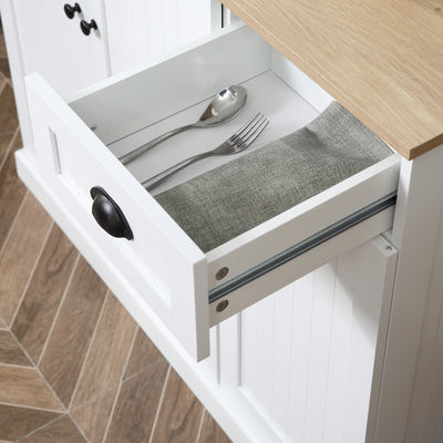 HOMCOM 180cm Freestanding Kitchen Cabinet, Modern Storage Cupboard with Open Countertop, Drawer and 6 Doors 