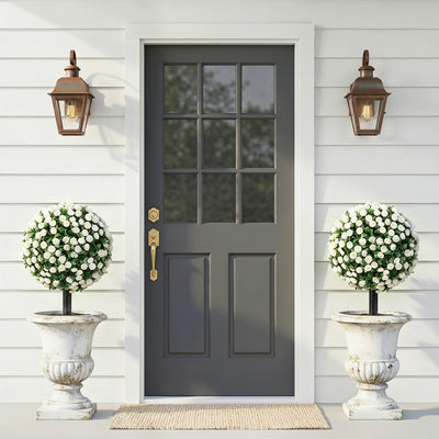 HOMCOM Artificial Rose Topiary UV Resistant, 2-Pack Fake Plants, 55 cm, White
