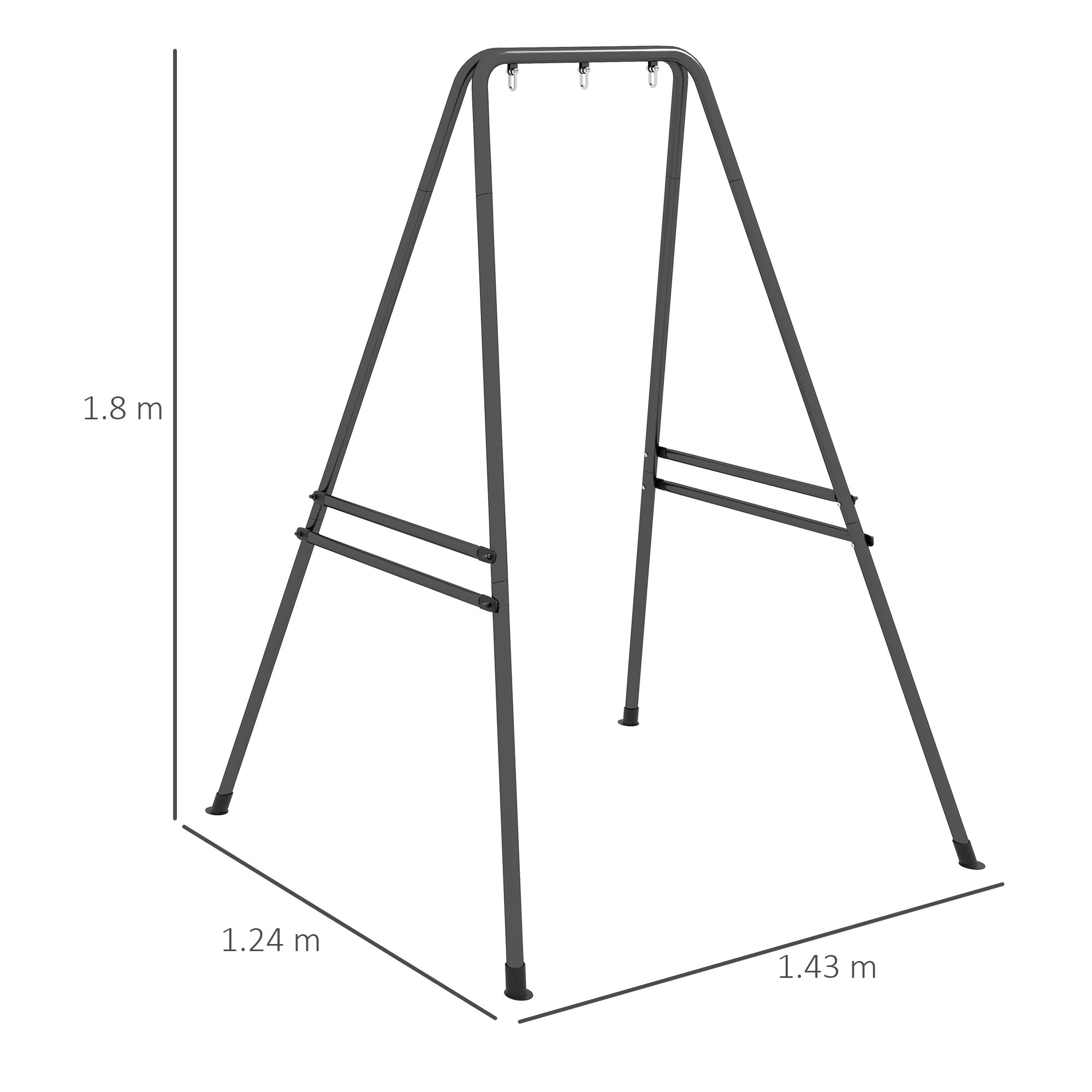 Outsunny Hammock Chair Stand, Hanging Heavy Duty Metal Frame Hammock Stand for Hanging Hammock Air Porch Swing Chair, Egg Chair, Black 