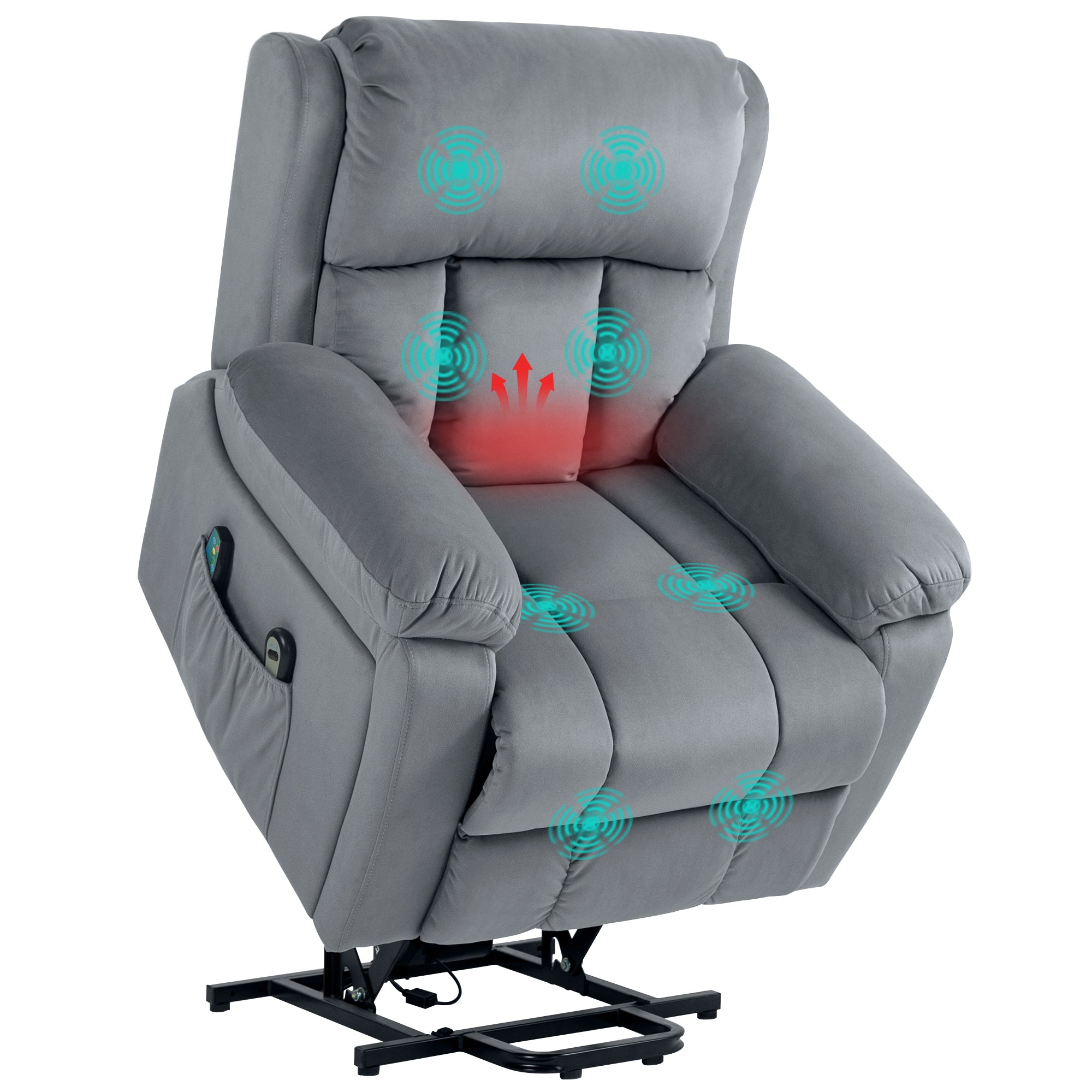 HOMCOM Eight Massage Point Electric Reclining Lift Chair, with Remote - Grey 