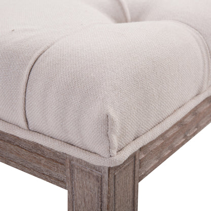 HOMCOM Bed End Side Chaise Lounge Sofa Stool Chic Button Tufted Window Hallway Seat Bench Wooden Leg Fabric Cover Padded Beige 