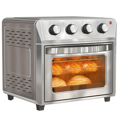 HOMCOM 24L Air Fryer Oven, Mini Oven, Oil Free Cooking, Grill, Roast, Bake, with Adjustable Temperature, Timer, Touch Screen, Dishwasher Safe, 1600W, Silver 