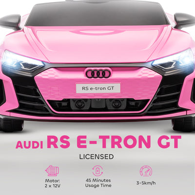 HOMCOM Audi Licensed 12V Kids Electric Ride-On, with Remote Control, Suspension System, Lights, Music, Motor - Pink 