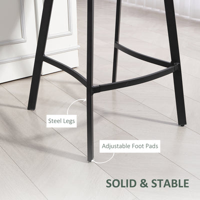 HOMCOM Bar Stools Set of 2, PU Leather Dining Stools with Backrest, Footrest, for Kitchen, Counter, Breakfast Bar, Green 