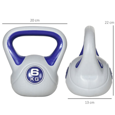 SPORTNOW Kettlebell, 6kg Kettle Bells with Handle for Home Gym Weight Lifting and Strength Training, Purple and Grey 