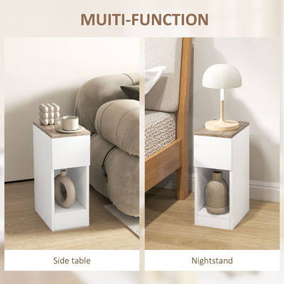 HOMCOM Set of Two Modern Storage Bedside Tables - White 