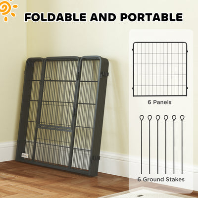 PawHut 6 Panels Dog Playpen, Portable Detachable Puppy Pen with Door, for Medium Dogs, 80cm High, Black 