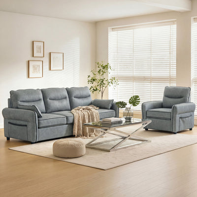 HOMCOM Accent Chair, Faux Leather Armchair - Grey 
