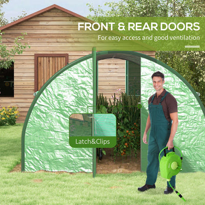 Outsunny Polyethylene Upgraded Structure Walk-in Polytunnel Greenhouse, 6 x 3(m), Green 