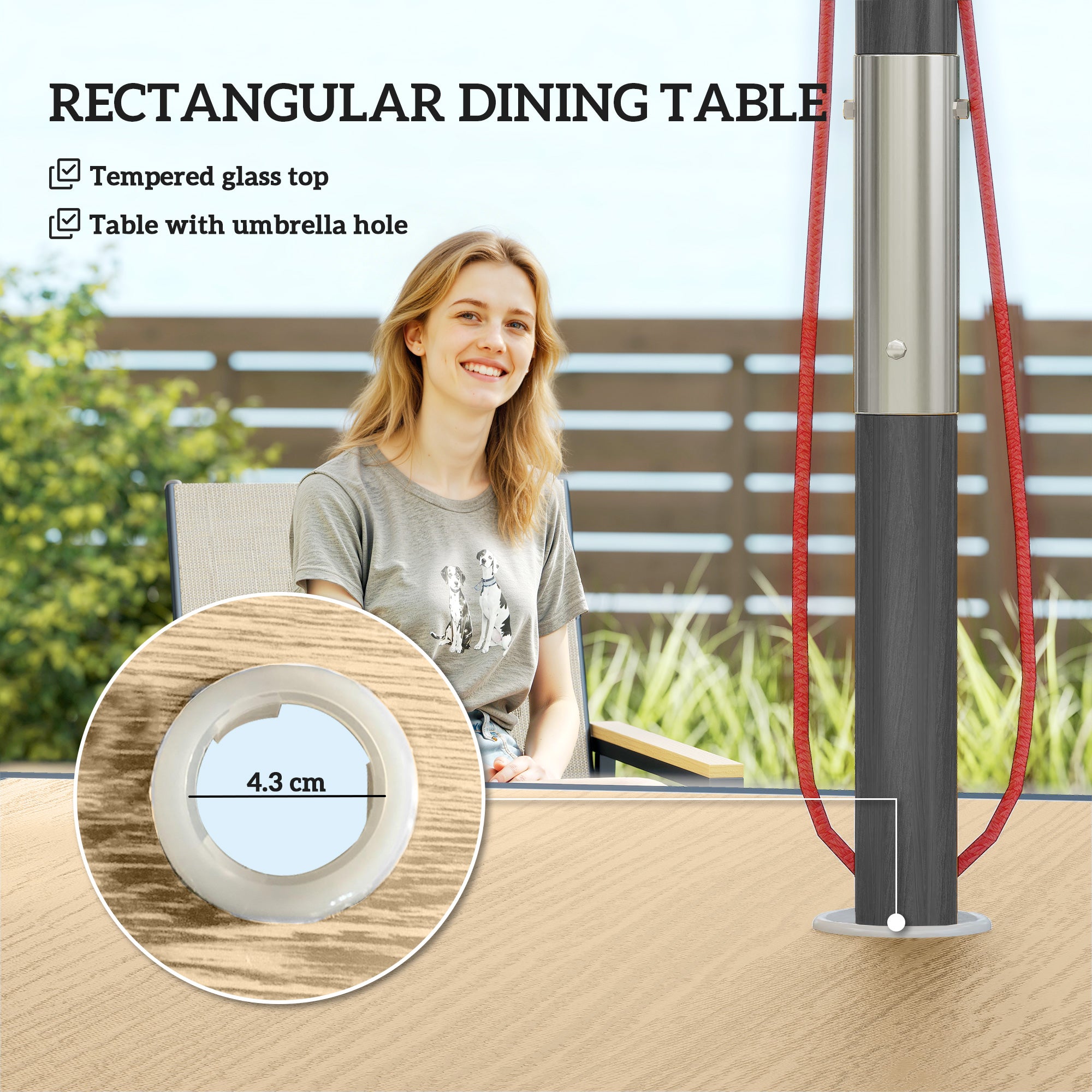 Outsunny Five-Piece Metal Dining Set, with Glass-Top Table - Khaki 