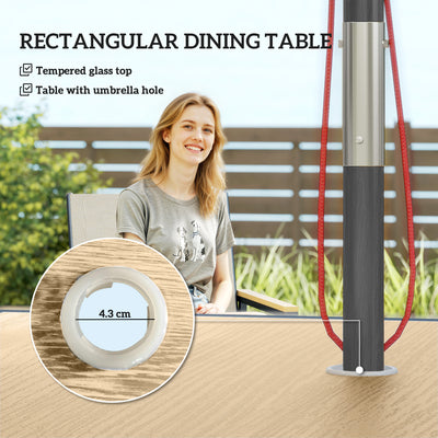 Outsunny Five-Piece Metal Dining Set, with Glass-Top Table - Khaki 
