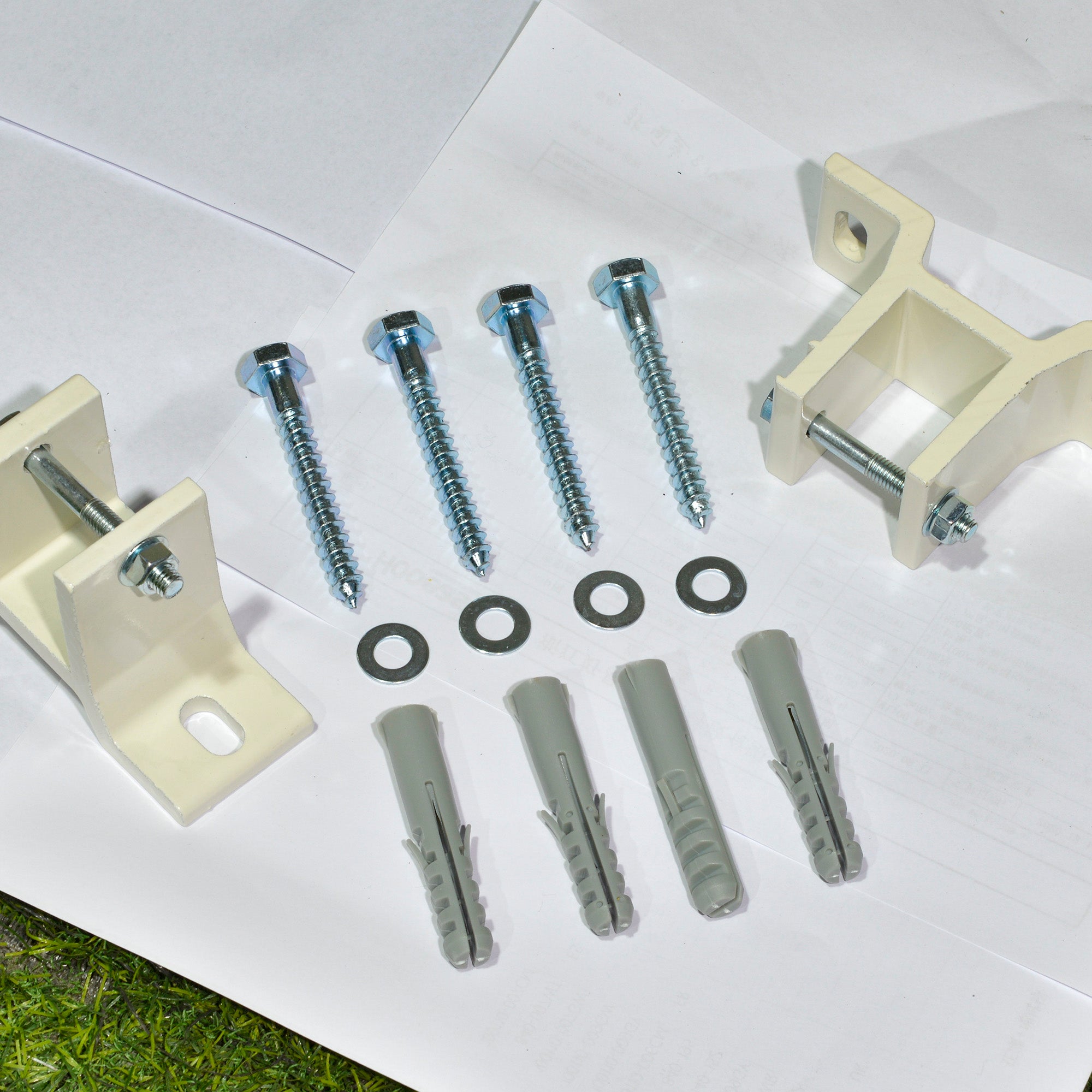 Outsunny Manual Retractable Awning, 3x2.5 m-Blue/White Stripes