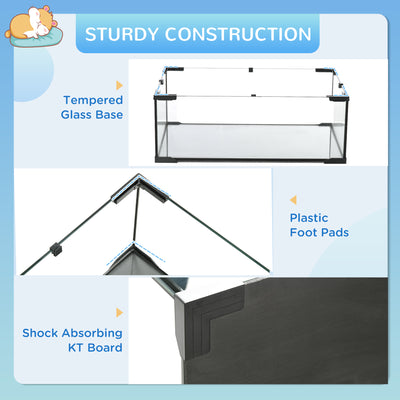 PawHut 3 Tiers Hamster Cage, Gerbil Cage with Deep Glass Bottom, Non-Slip Ramps, Platforms, Hut, Exercise Wheels, Water Bottle, Dish, for Syrian Hamster, Dwarf Hamster, 78.5 x 48.5 x 57cm 