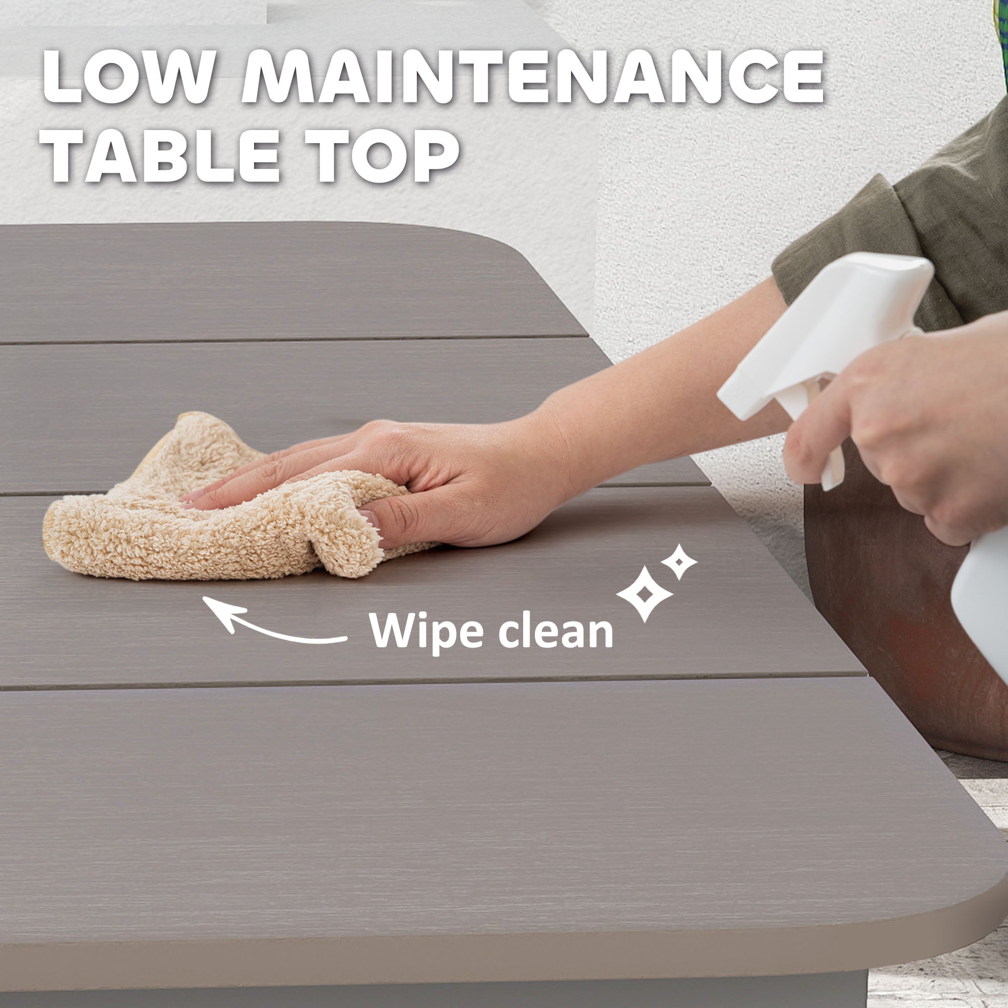 Outsunny Garden Table, Outdoor Dining Table for 6 People, 160 x 90 x 74 cm, with Rust Resistant Metal Frame, WPC Top, for Balcony, Terrace, Dark Grey 