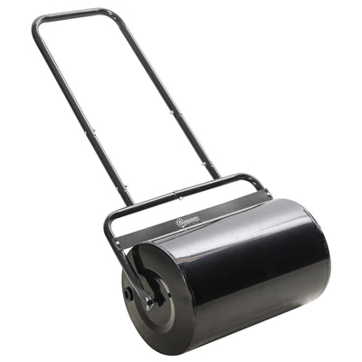 Outsunny 38L Fillable Cylinder Steel Lawn Roller - Black 